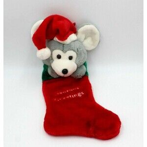 Christmas Stocking TB Trading Mouse Gray Seasons Greetings 24" Holiday Plush 3D